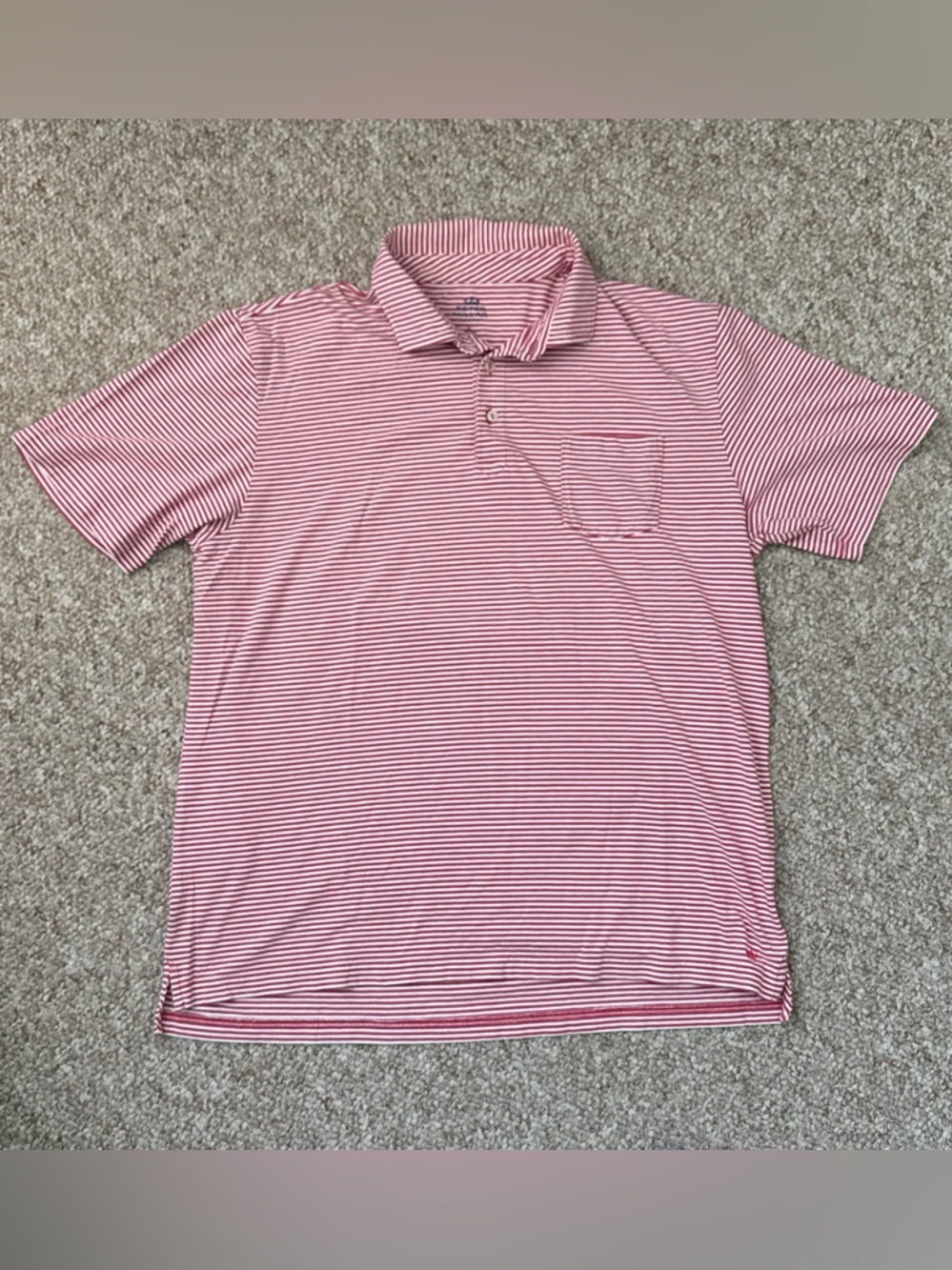 Peter Millar Men’s Red Striped Polo Shirt Large